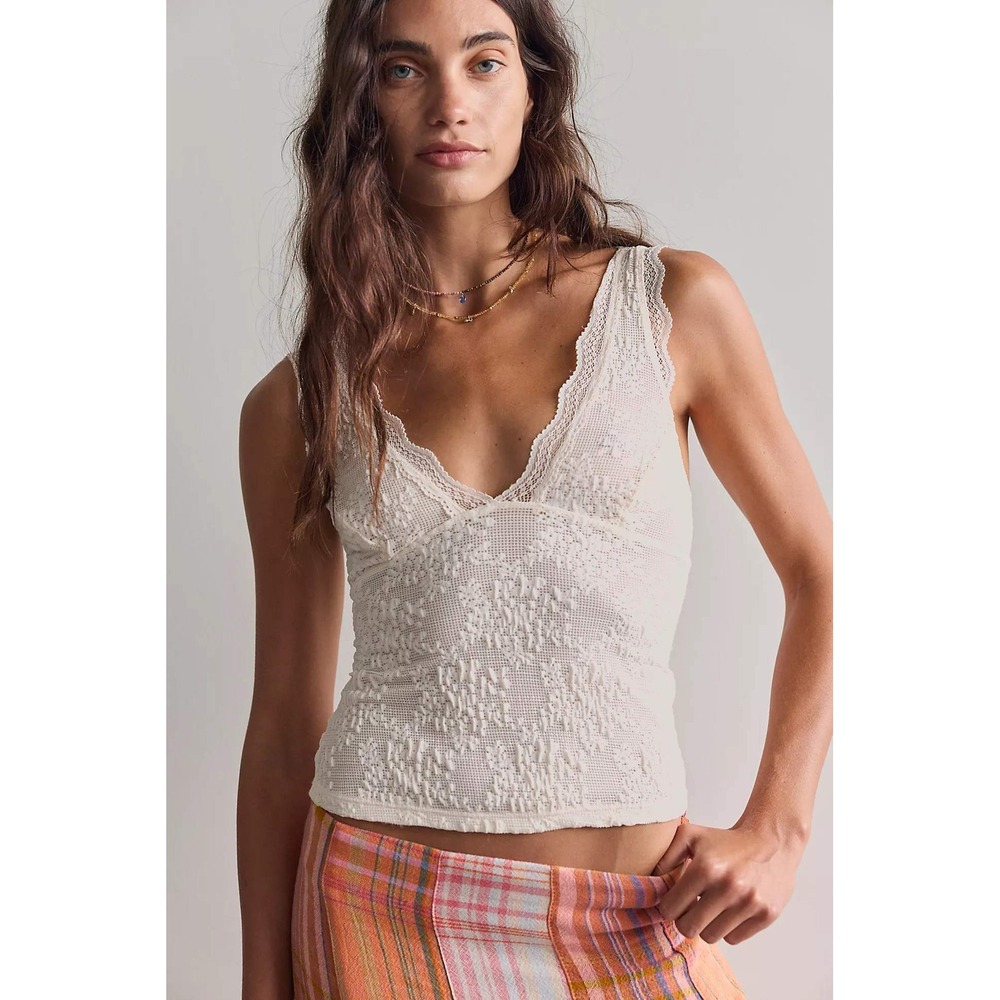 NWT Intimately Free People Loved You First Lace Cami Sugar Swizzle M Off White
